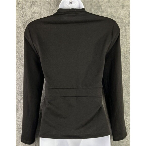 Pebble and Stone Small Black Tie Front Cardigan Open Waterfall Knit Lightweight - Picture 7 of 10